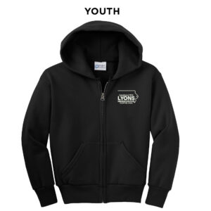 Lyons Business Youth Classic Full-Zip Hooded Sweatshirt-Black