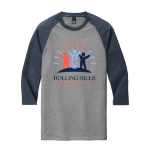 Rolling Hills District Unisex Perfect Triblend 3/4 Sleeve Raglan- Grey Frost/ Navy