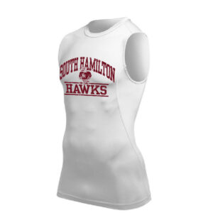 05. South Hamilton Football Lightning Compression Sleeveless Tee – White