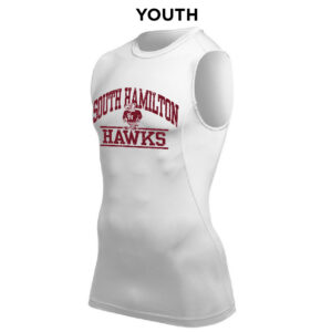06. South Hamilton Football YOUTH Compression Sleeveless Tee – White