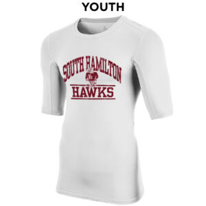 08. South Hamilton Football YOUTH Compression Short Sleeve Tee – White