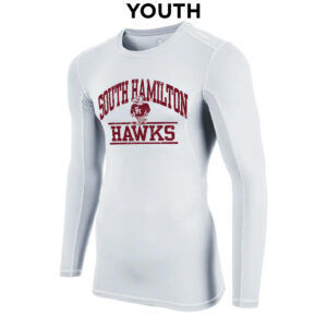 11. South Hamilton Football YOUTH Compression Long Sleeve Tee – White