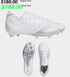 23. Adidas Adizero Electric +II Football Cleats – White/Silver Metallic