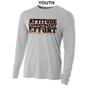 Tiger JR Football Youth Cooling Performance long sleeve Crew Tee-Silver