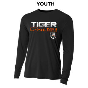 Tiger JR Football Youth Cooling Performance long sleeve Crew Tee-Black