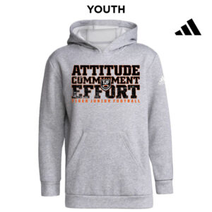 Tiger JR Football Adidas Youth Fleece Hooded Sweatshirt- Medium Grey Heather (YS, YM)