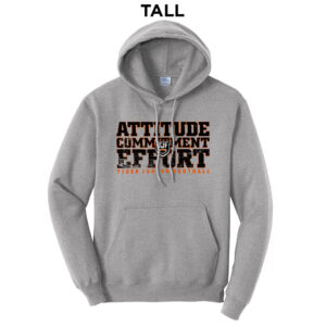 Tiger JR Football Tall Fleece Hooded Sweatshirt-Athletic Heather