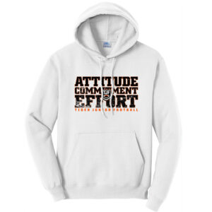 Tiger JR Football Unisex Classic Core weight Cozy Pullover Hooded Sweatshirt-White