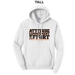 Tiger JR Football Tall Fleece Hooded Sweatshirt-White