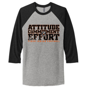 Tiger JR Football Rah Rah Next Level Tr-Blend Baseball Raglan Tee Unisex-Vintage black/Heather Grey