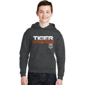 Tiger JR Football Youth Fleece Hooded Sweatshirt-Black Heather