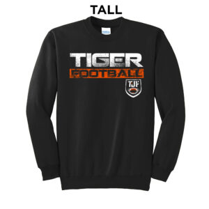 Tiger JR Football Tall Fleece Crewneck Sweatshirt-Black