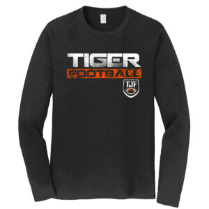 Tiger JR Football Unisex Cotton Long Sleeve Fan Favorite Tee-Black