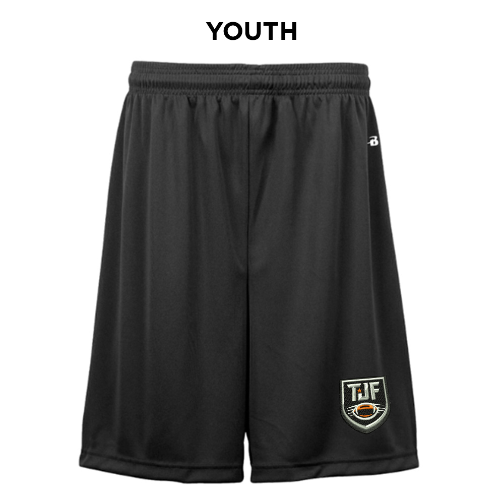 Tiger JR Football Badger B-Core YOUTH 6 Inch Short-Black