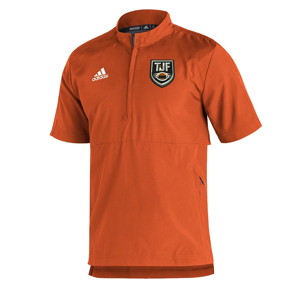 Tiger JR Football Adidas Sideline 21 Men Woven Lightweight Woven Short Sleeve 1/4 Zip Pullover- Orange (3x)