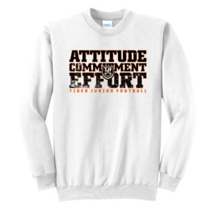 Tiger JR Football Unisex Fleece Crewneck Sweatshirt-White