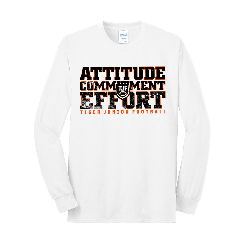Tiger JR Football Unisex Cotton Long Sleeve Tee-White