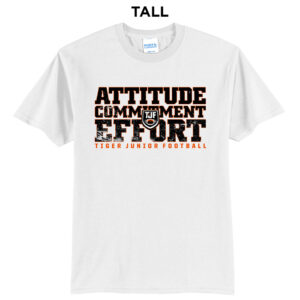 Tiger JR Football Tall Short Sleeve Tee-White