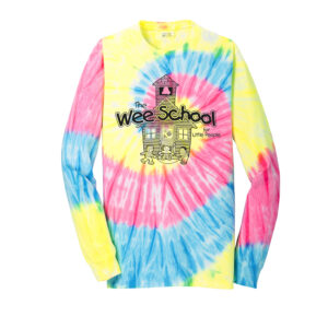 Wee School Unisex Tie Dye Cotton Long Sleeve Tee-Neon Rainbow