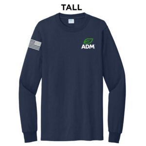 ADM BIO Tall Unisex Cotton Long Sleeve Tee-Navy