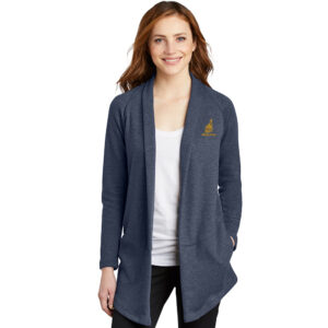Augustana Maintenance Port Authority Ladies Interlock Cardigan-Estate Blue Heather/Charcoal Heater
