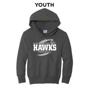 SH Hawks FB Youth Fleece Hooded Sweatshirt-Charcoal