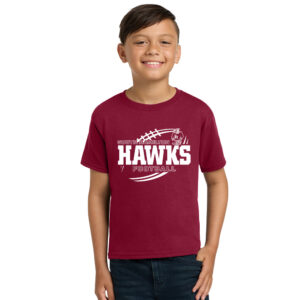 SH Hawks FB Youth Short Sleeve Tee-Cardinal