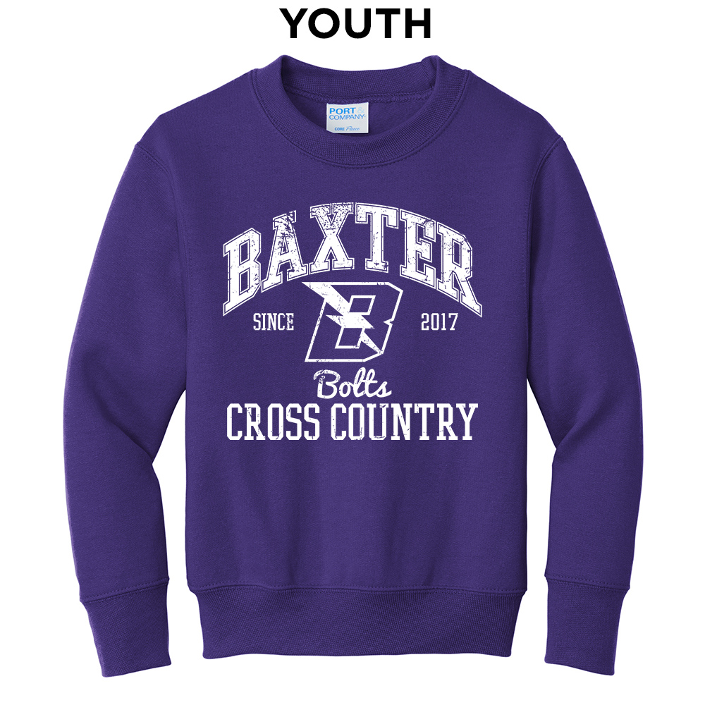 Baxter CC Youth Fleece Crewneck Sweatshirt-Purple