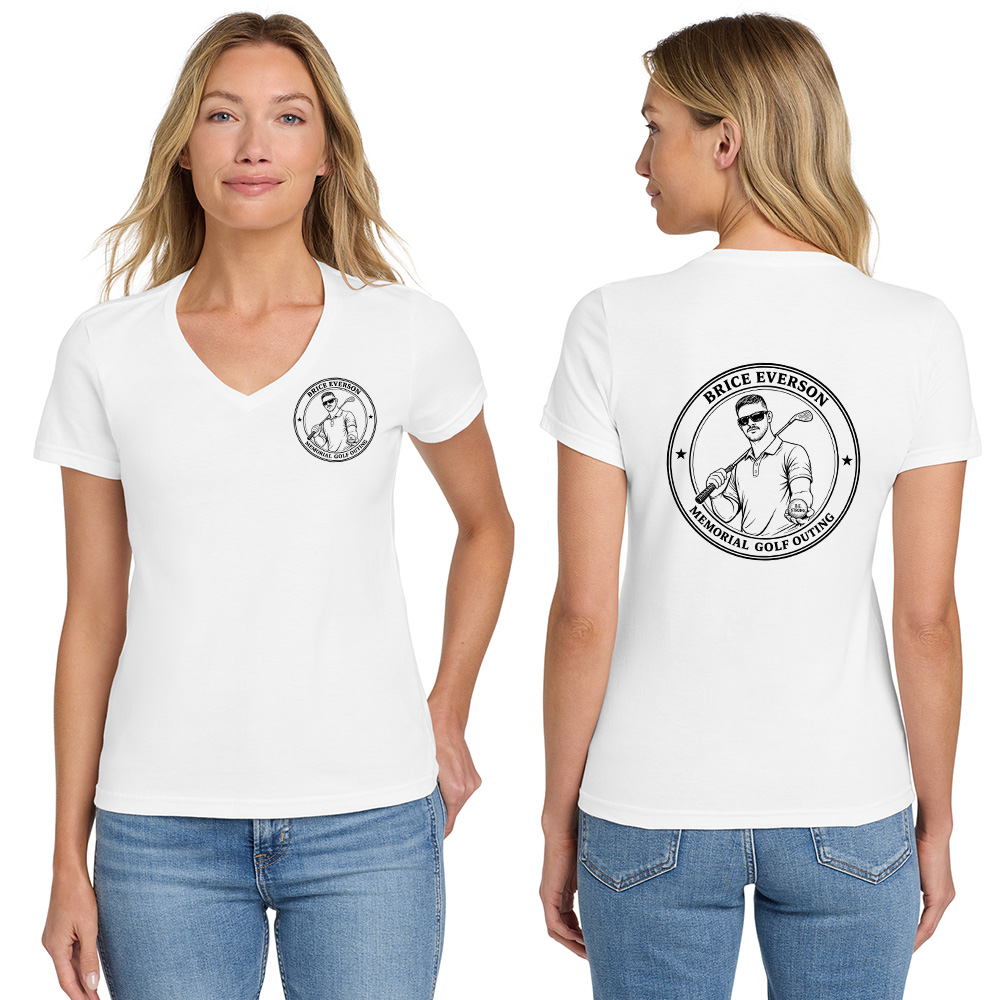Everson Golf Gildan Softstyle Women Fit V Neck Shirt-White
