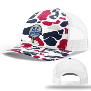 Everson Golf Richardson Printed Five PanelTrucker mesh snap back cap – AmericanaDuckCamoWhite