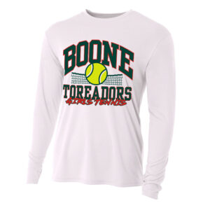 Boone Girls Tennis Adult Cooling Performance long sleeve Crew Tee-White