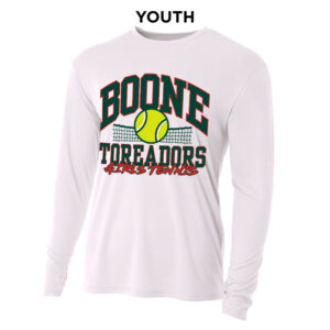 Boone Girls Tennis Youth Cooling Performance long sleeve Crew Tee-White