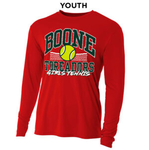 Boone Girls Tennis Youth Cooling Performance long sleeve Crew Tee-Scarlet