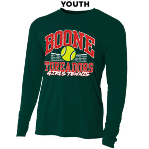 Boone Girls Tennis Youth Cooling Performance long sleeve Crew Tee-Forest