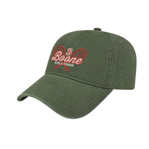 Boone Girls Tennis Washed Cotton Heavy Canvas snap back cap-Olive