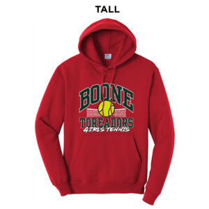 Boone Girls Tennis Tall Fleece Hooded Sweatshirt-Red