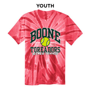 Boone Girls Tennis YOUTH Essential Tie-Dye Tee- Red