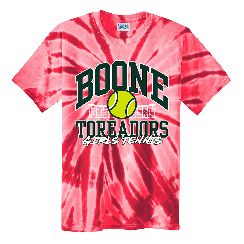 Boone Girls Tennis Unisex Essential Tie-Dye Tee-Red