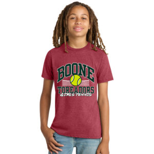 Boone Girls Tennis Youth Premium Short Sleeve Tee-Heather Red