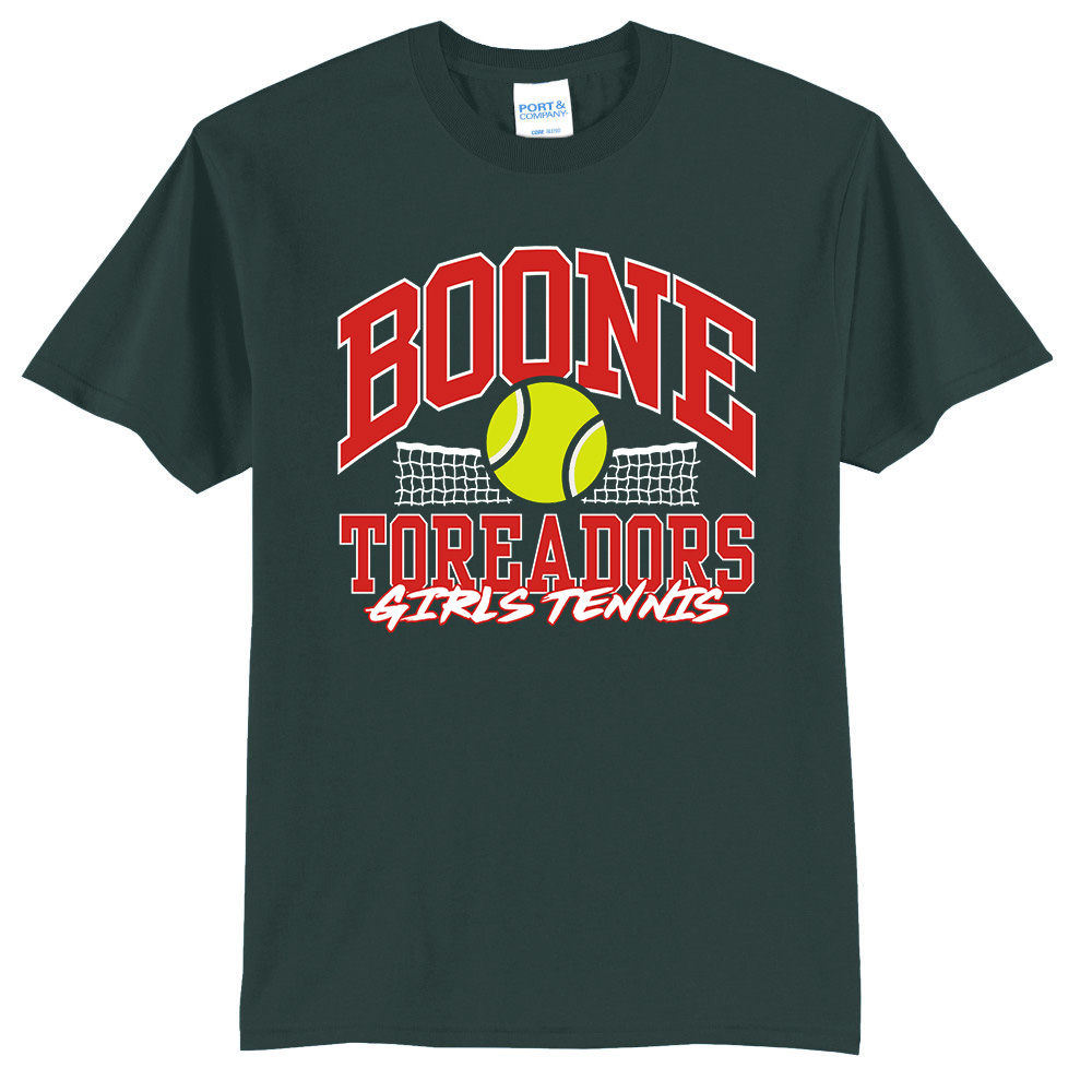Boone Girls Tennis Unisex Short Sleeve Tee-Dark Green