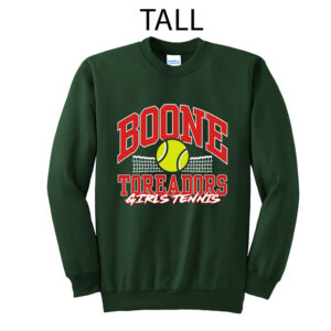 Boone Girls Tennis Tall Fleece Crewneck Sweatshirt-Dark Green
