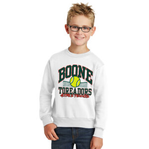 Boone Girls Tennis Youth Fleece Crewneck Sweatshirt-White