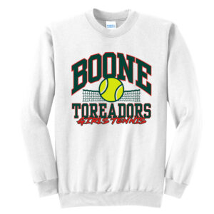 Boone Girls Tennis Unisex Fleece Crewneck Sweatshirt-White