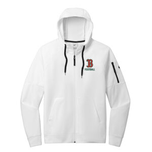 Boone Football Nike Therma FIT Men Pocket Full Zip Fleece Hoodie – White