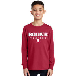 Boone Volleyball 2026 Youth Long Sleeve Tee-Red