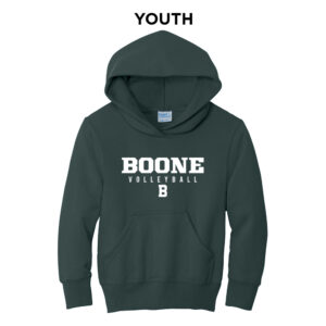 Boone Volleyball Youth Fleece Hooded Sweatshirt-Dark Green