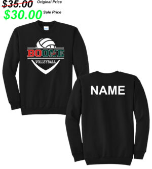Boone Volleyball PG Unisex Fleece Crewneck Sweatshirt-Black