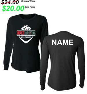 Boone Volleyball PG Women Long Sleeve Performance Crew Tee-Black
