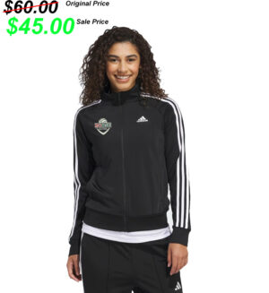 Boone Volleyball PG adidas Women’s Warm-Up Tricot Slim 3-Stripes Track Jacket-Black (S, M, L)