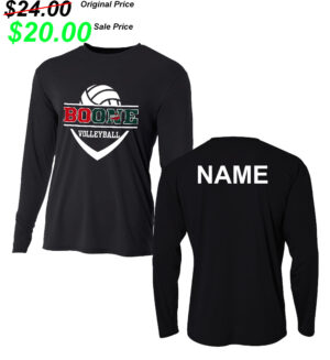 Boone Volleyball PG Adult Cooling Performance long sleeve Crew Tee-Black